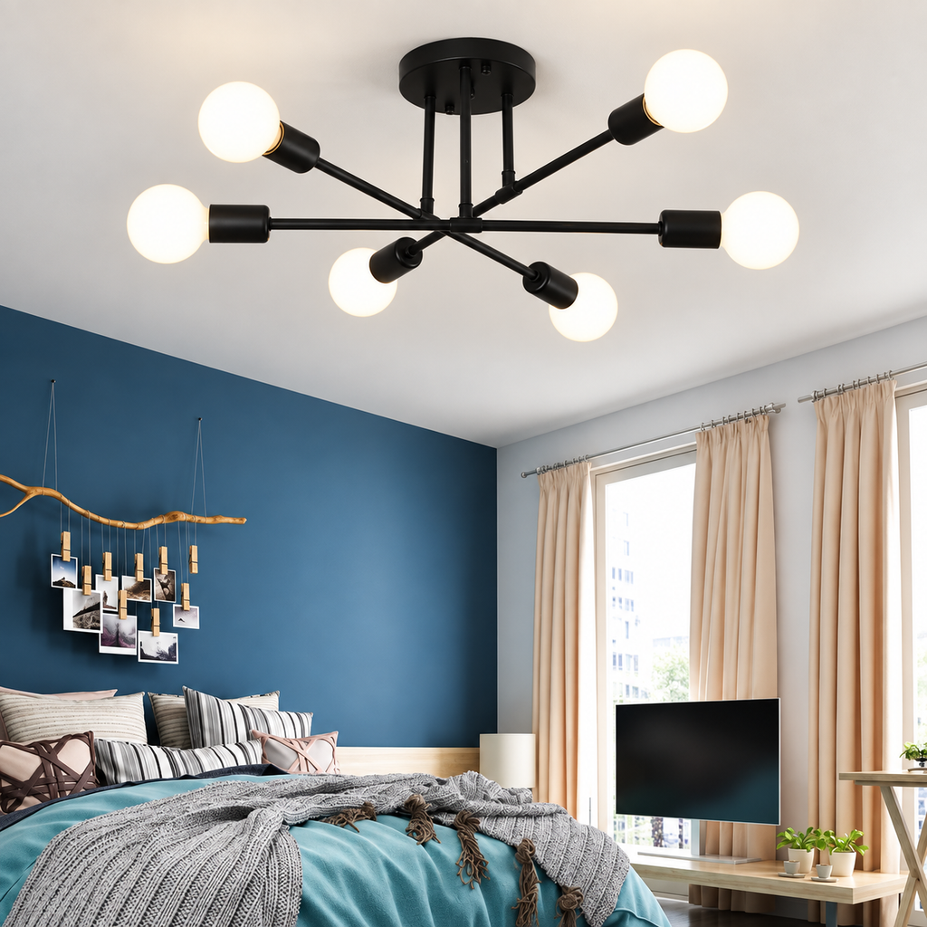 Svart LED-plafond i vardagsrum
