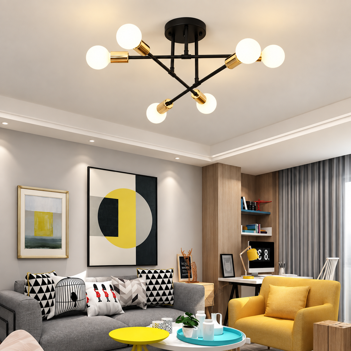 Dimbar LED-taklampa i matt svart – bild 4