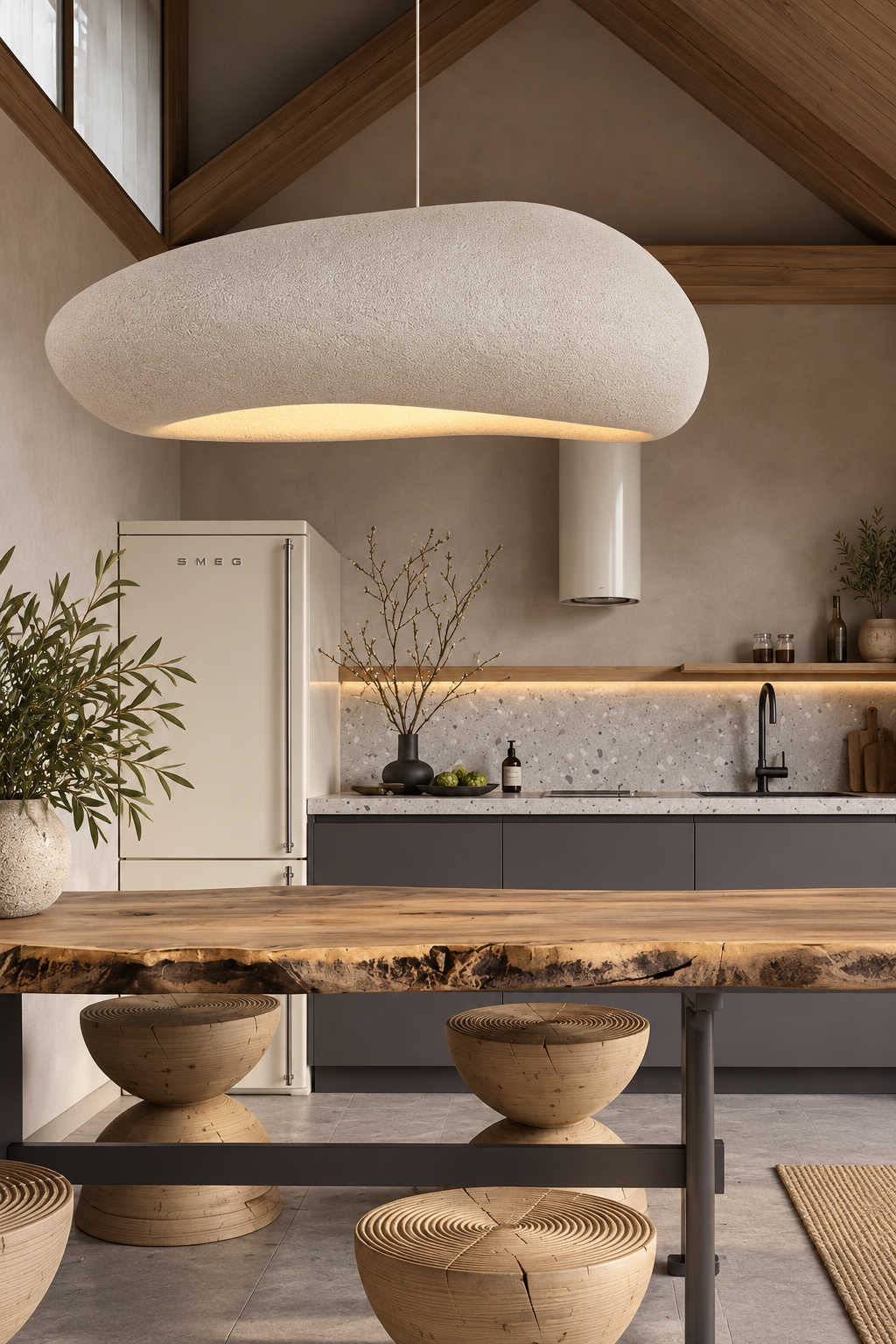Wabi-Sabi hänglampa i grå och vit