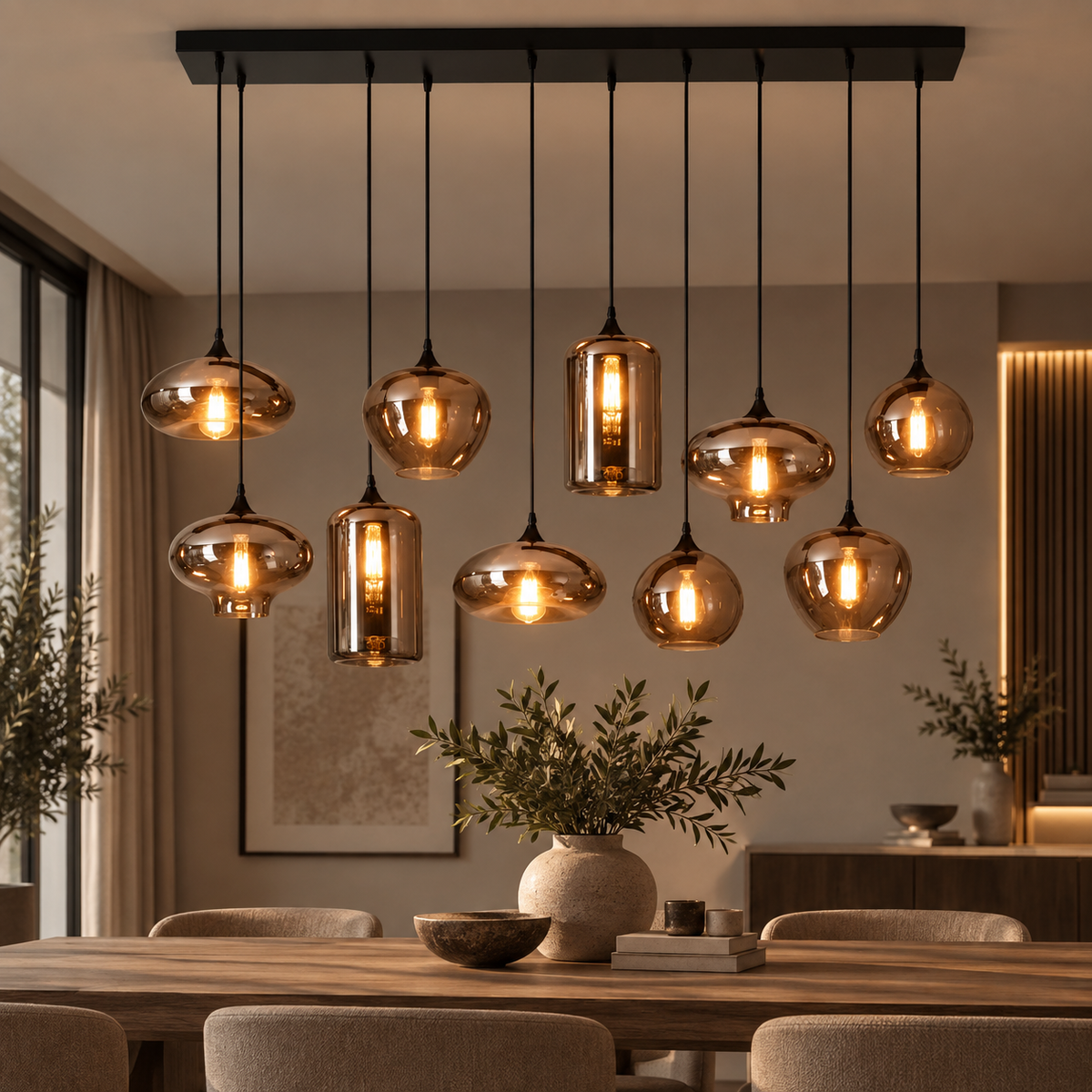 Dimbar takkrona med LED-ringar
