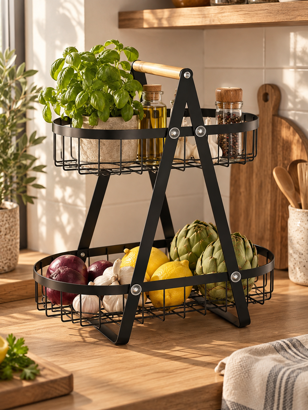 Fruktkorg i två våningar