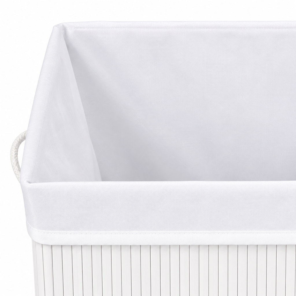 Tvättkorg i vit bambu, 83 L – bild 6