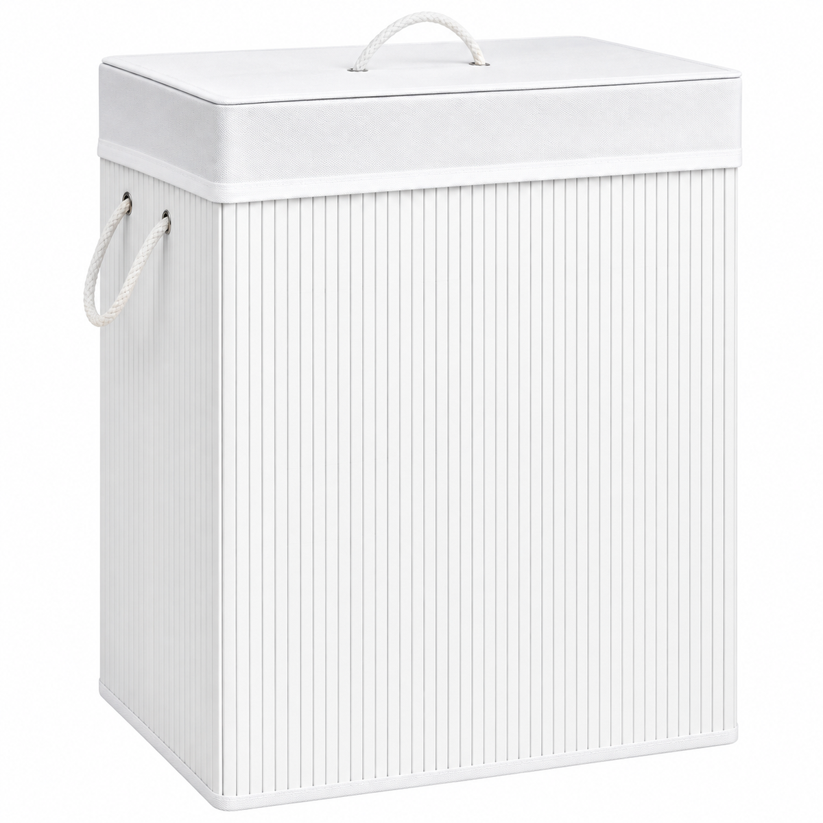Tvättkorg i vit bambu, 83 L – bild 8