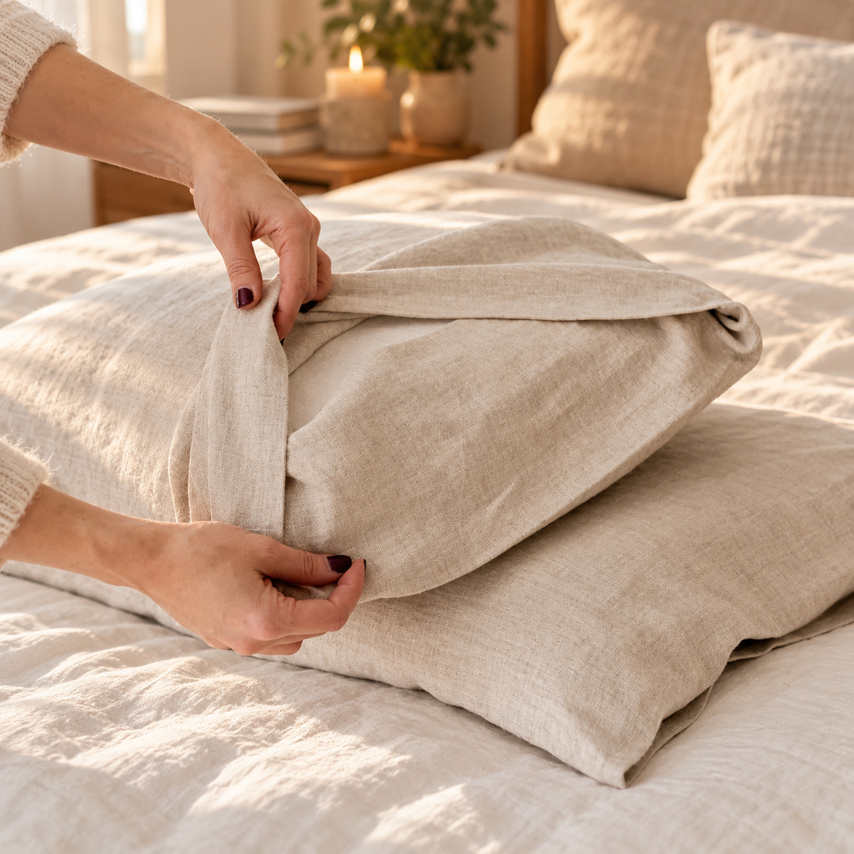 2-pack kuddfodral i 100 % linne – mjuka och eleganta örngott för säng, soffa och fåtölj