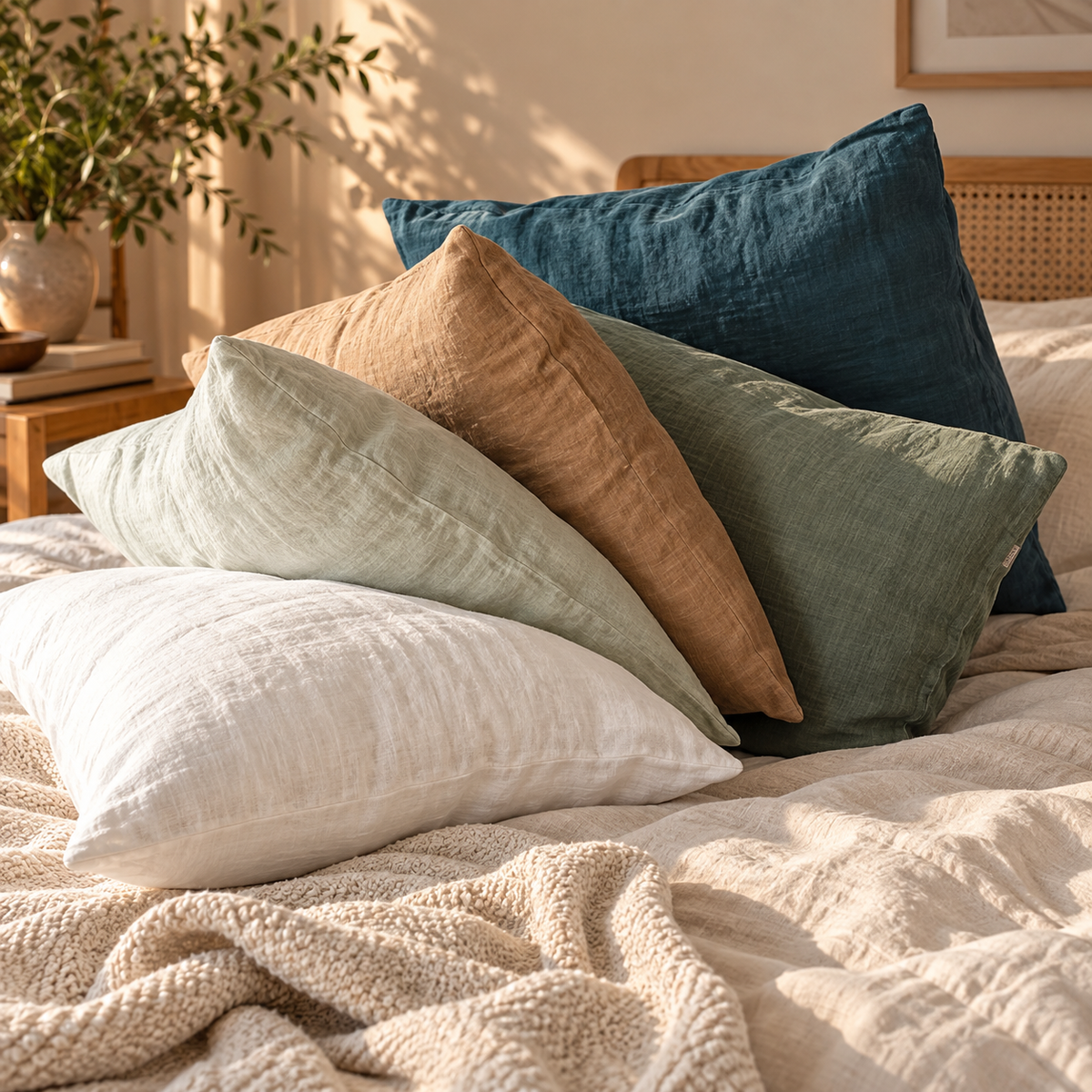 2-pack kuddfodral i 100 % linne – mjuka och eleganta örngott för säng, soffa och fåtölj