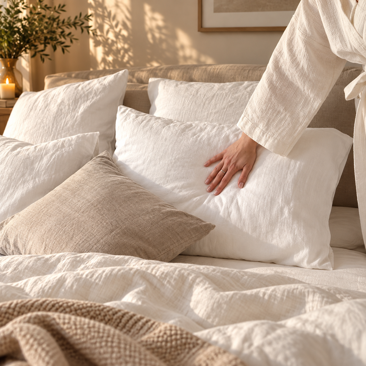 2-pack kuddfodral i 100 % linne – mjuka och eleganta örngott för säng, soffa och fåtölj