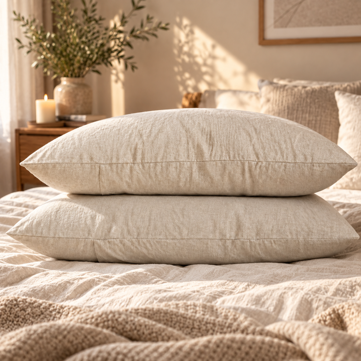 2-pack kuddfodral i 100 % linne – mjuka och eleganta örngott för säng, soffa och fåtölj