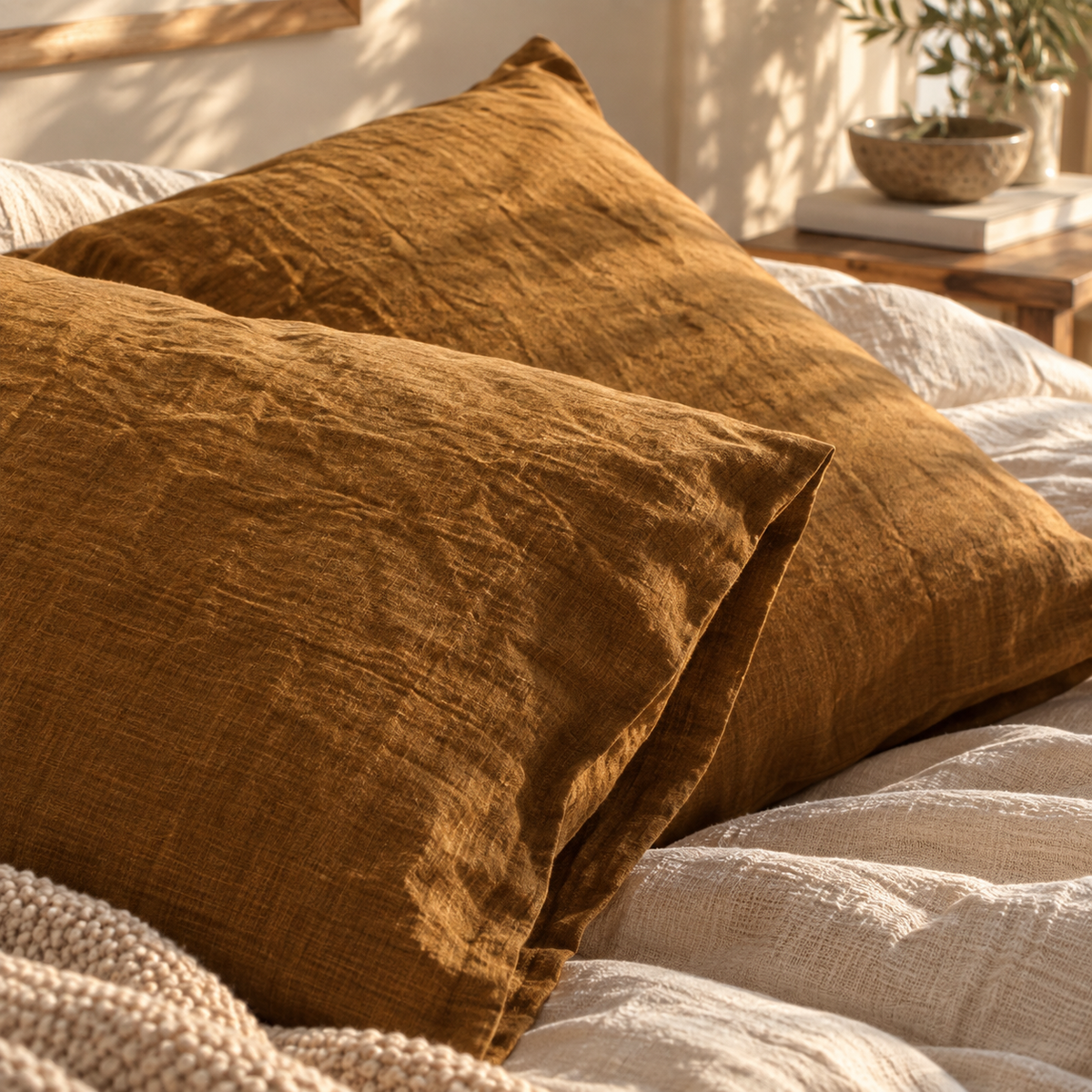 2-pack kuddfodral i 100 % linne – mjuka och eleganta örngott för säng, soffa och fåtölj