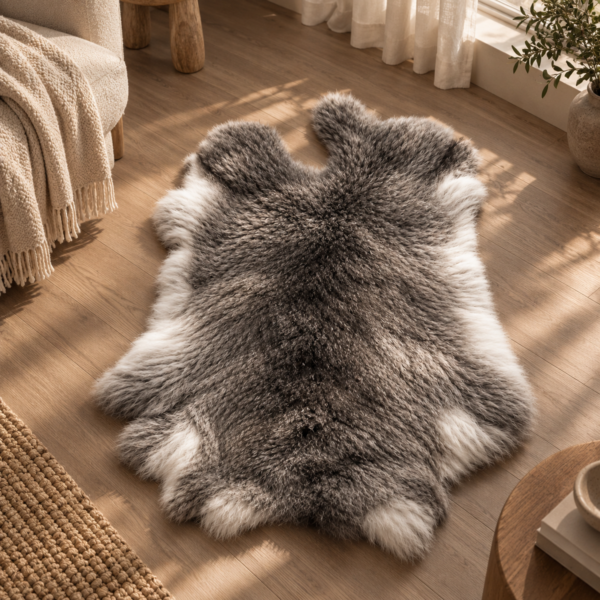 Äkta kaninskinn med mjuk päls – naturligt kaninskinn för DIY, hantverk, inredning och sömnad