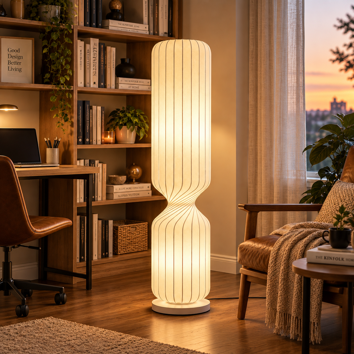 Wabi Sabi golvlampa med textilskärm – bild 4