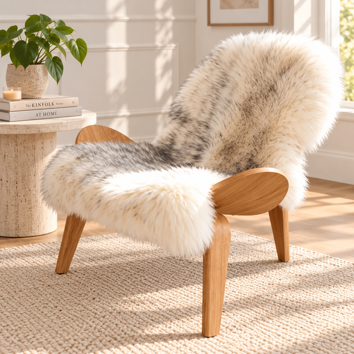 Lyxig pälsmatta i fårskinnsdesign – mjuk, fluffig och halksäker matta för vardagsrum, sovrum och hem