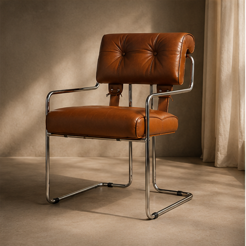 Bauhaus Loungestol – Stål & Läder Vintage