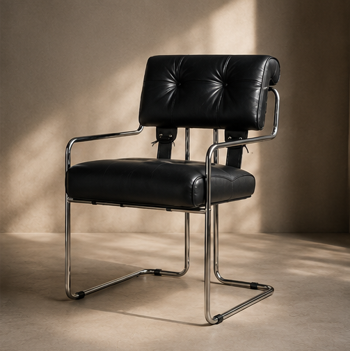 Bauhaus Loungestol – Stål & Läder Vintage