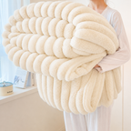 Mjuk fleecefilt i plysch – fluffig vinterfilt, randig soffpläd, mysfilt &amp; sängfilt 100 × 150 cm