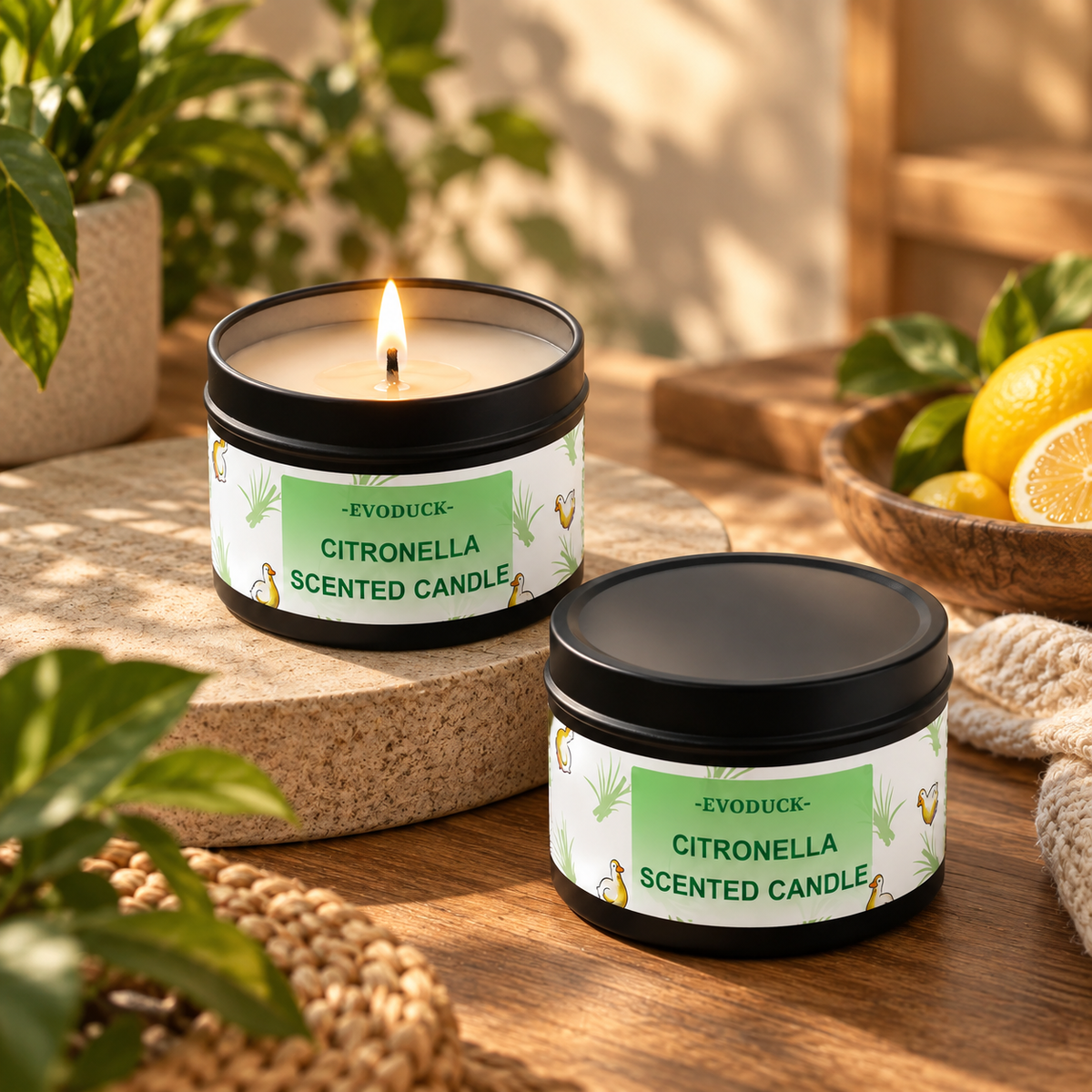 Citronellaljus med citrongräsdoft – stämningsfullt utomhusljus för uteplats, trädgård och camping