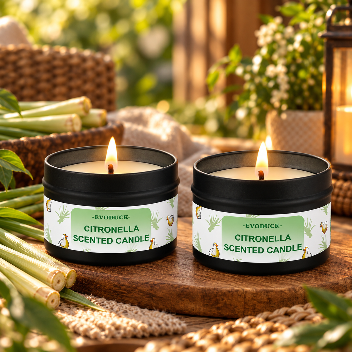 Citronellaljus med citrongräsdoft – stämningsfullt utomhusljus för uteplats, trädgård och camping