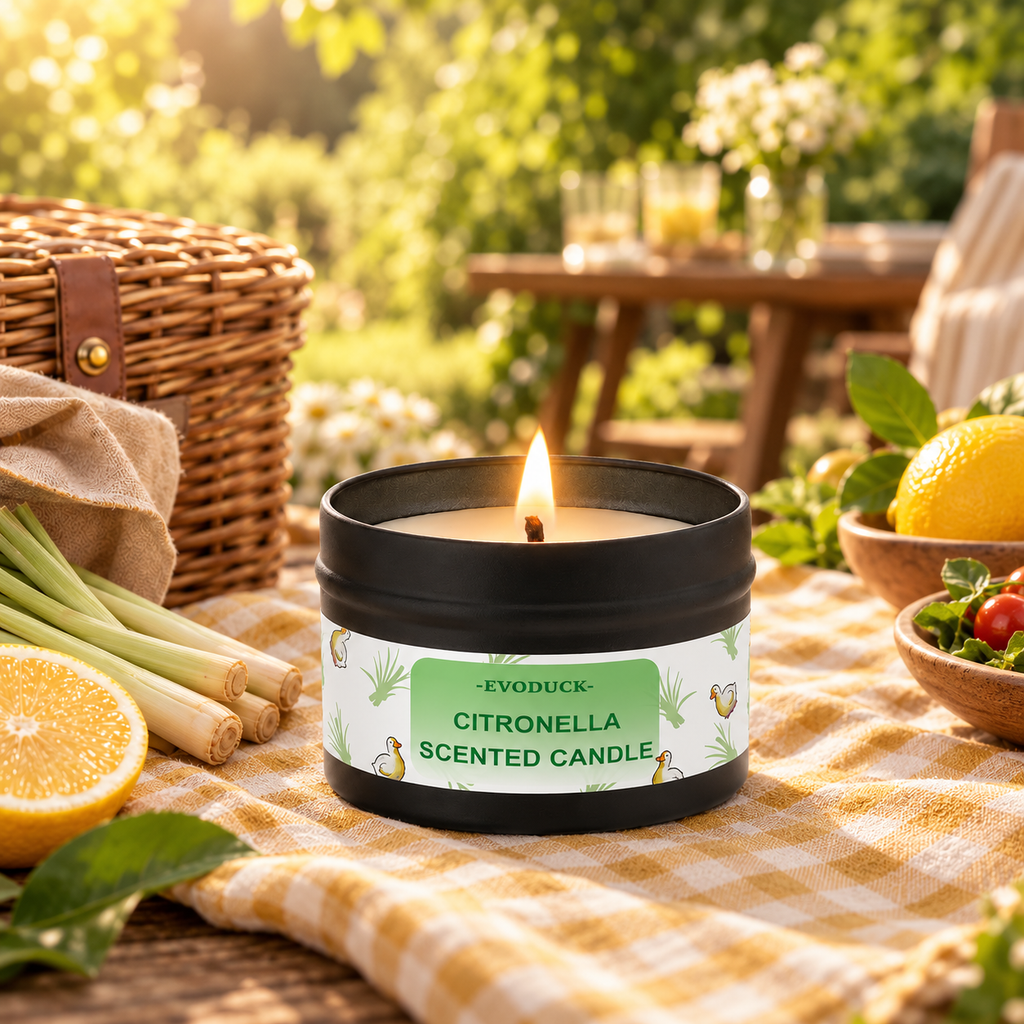 Citronellaljus med citrongräsdoft – stämningsfullt utomhusljus för uteplats, trädgård och camping