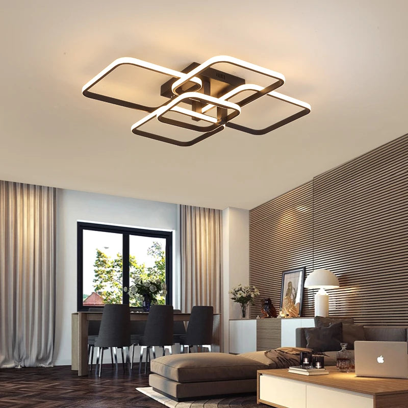 Modern LED Takkrona Svart/Vit – Dimbar 3-6 Huvud
