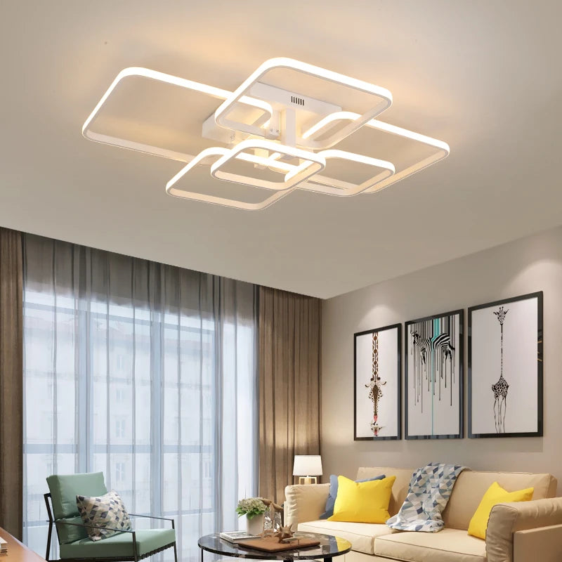Modern LED Takkrona Svart/Vit – Dimbar 3-6 Huvud