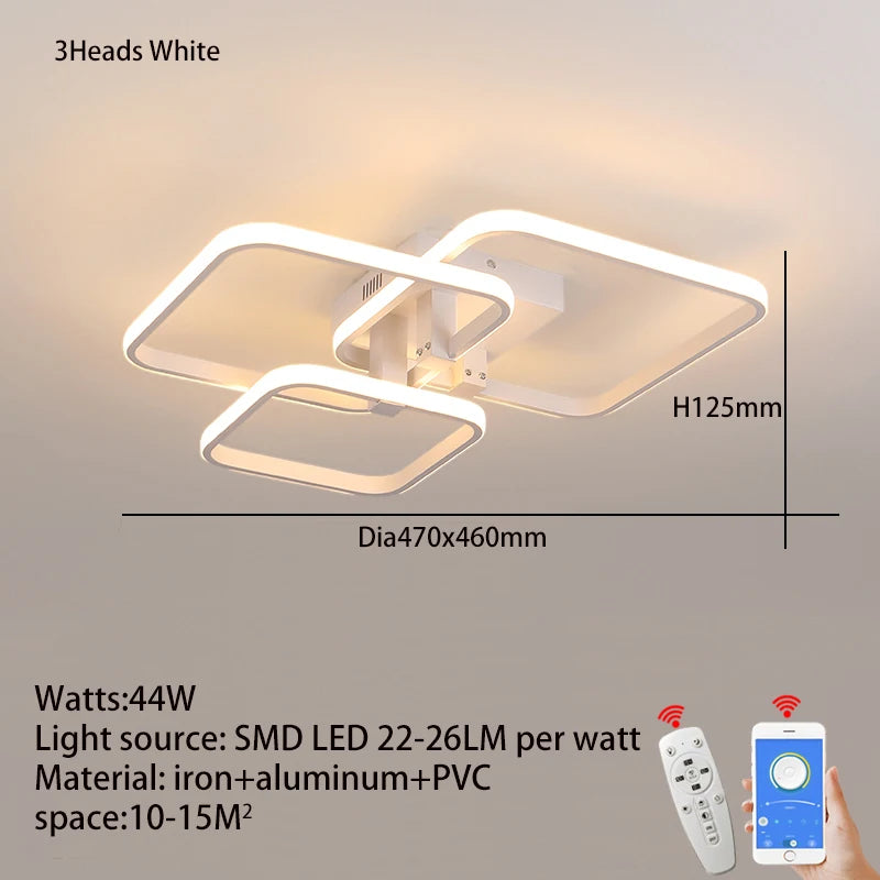 Modern LED Takkrona Svart/Vit – Dimbar 3-6 Huvud