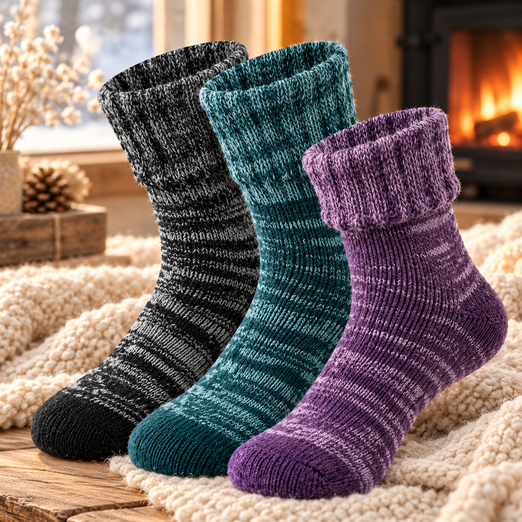 Termostrumpor, 3-pack – tjocka och isolerande vinterstrumpor för dam och herr
