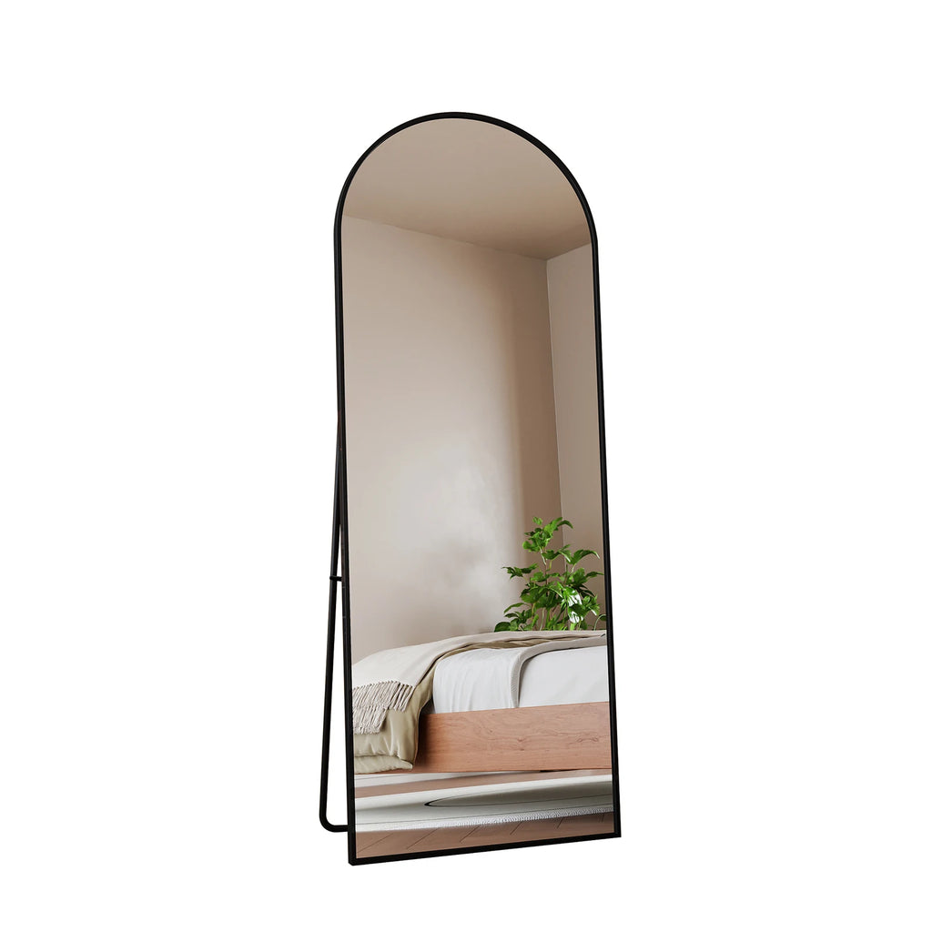 Comanlai Helkroppsspegel Böjd Svart Metallram 162×53 cm – Badrum & Sovrum