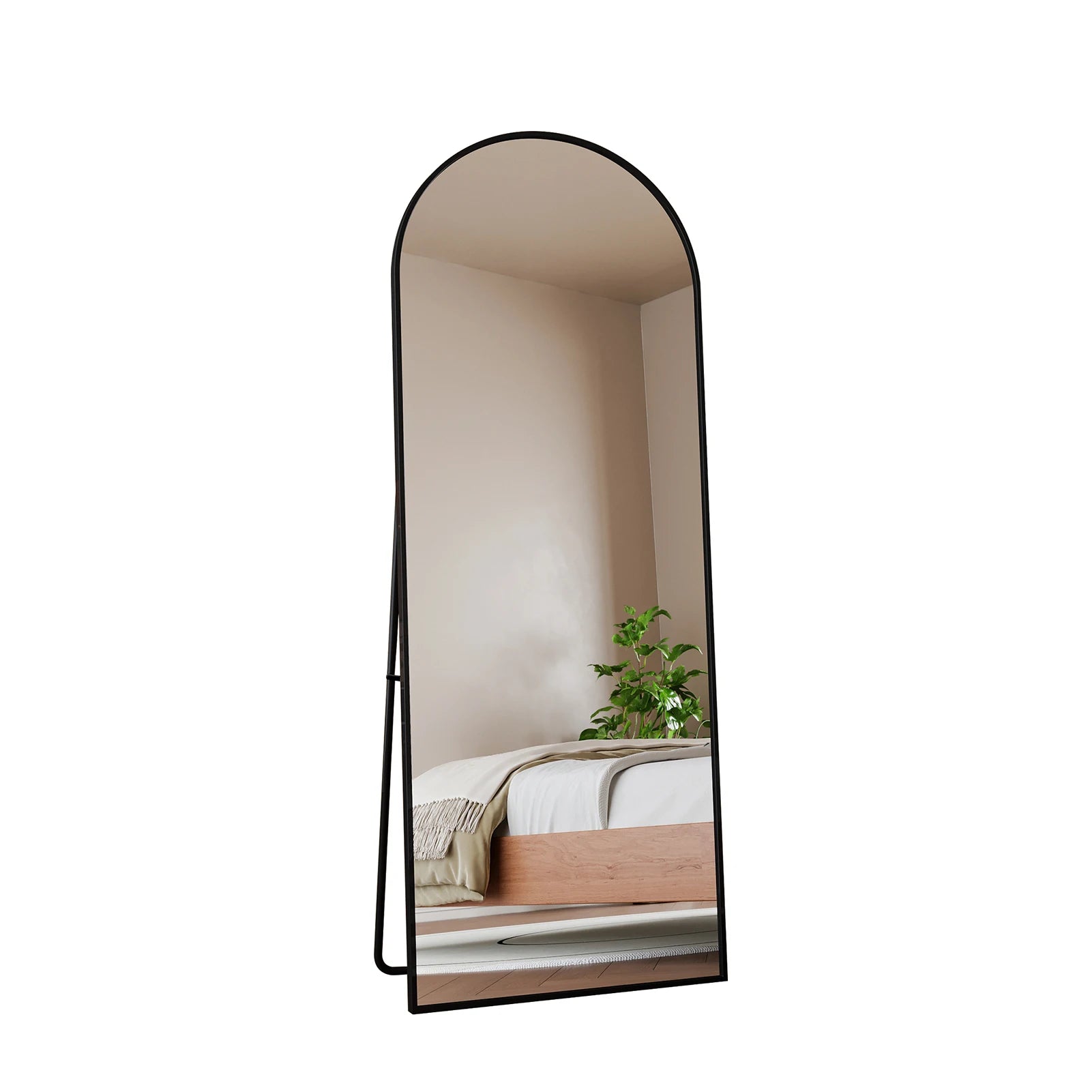 Comanlai Helkroppsspegel Böjd Svart Metallram 162×53 cm – Badrum & Sovrum