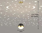 Kreativ Måne & Stjärnor LED Taklampa – Guld & Svart Loft
