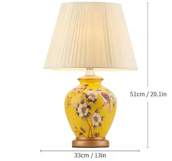 Nordisk Vintage Keramisk Bordslampa – Tyglampskärm