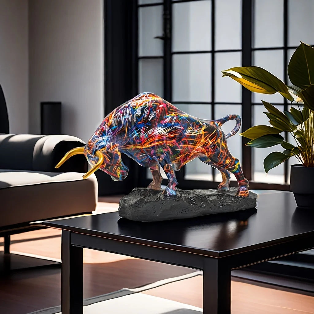 Brons Tjurskulptur Wall Street-Inspirerad – Resin Välståndssymbol Kontor