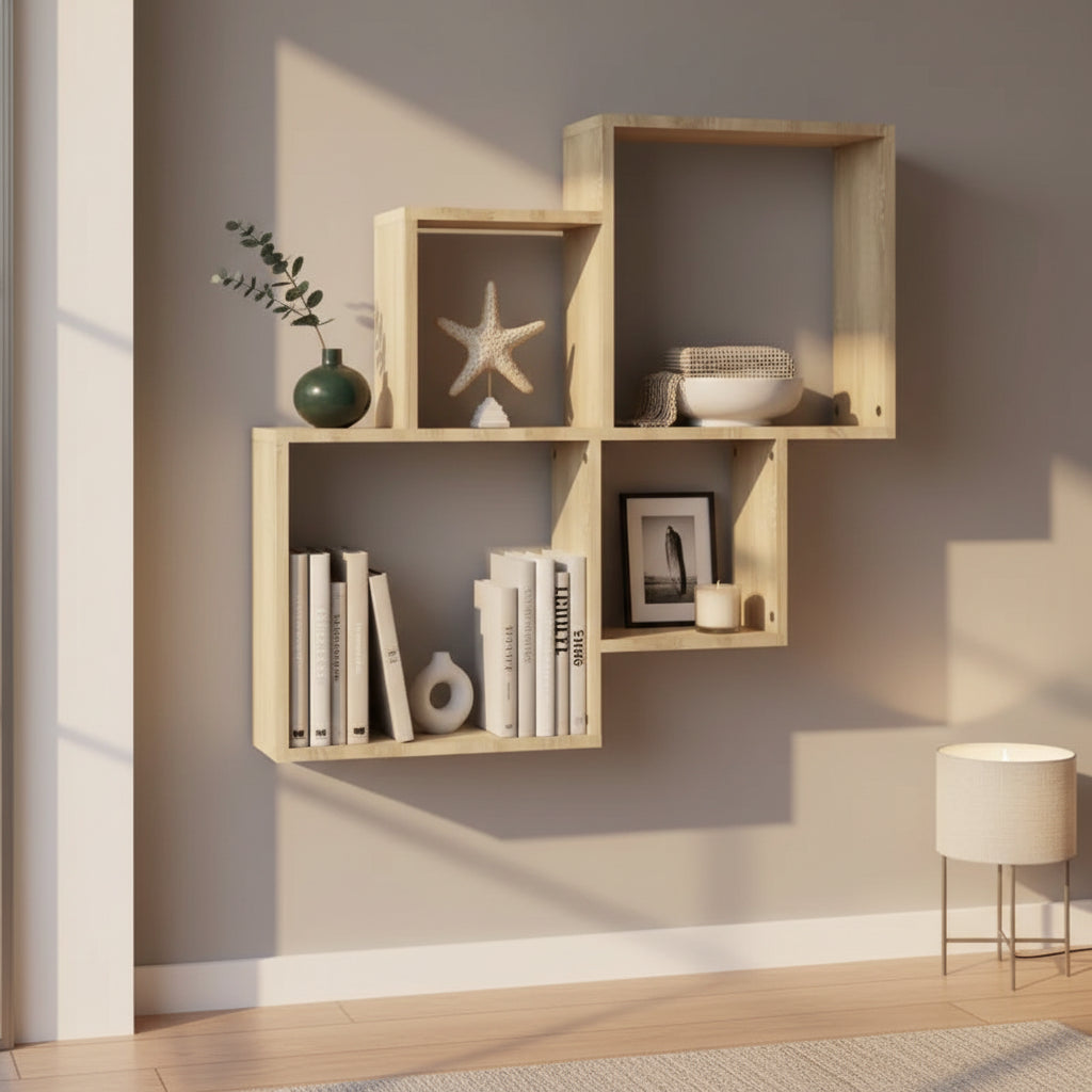 Kubisk Väggshylla Modulär – Modernt Öppet Hyllsystem MDF Flexibel Design