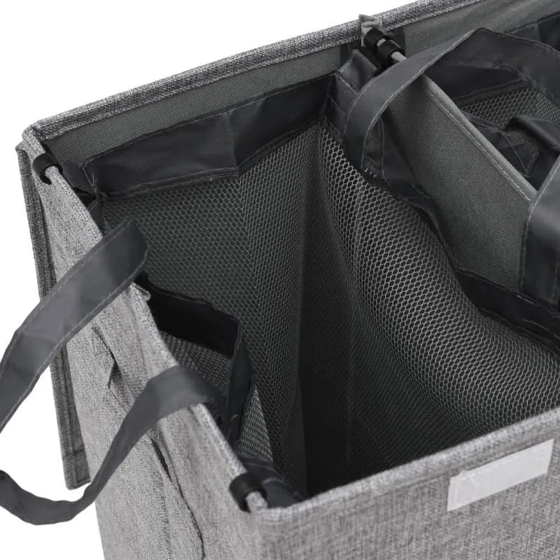 Vikbar Tvättkorg Grå Linnefleece 51×34,5×59 cm – Tvättstuga & Badrum