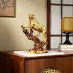 Gyllene Leopard Bokhylldekor – Lyxig Modern Skrivbordsornament Sovrum