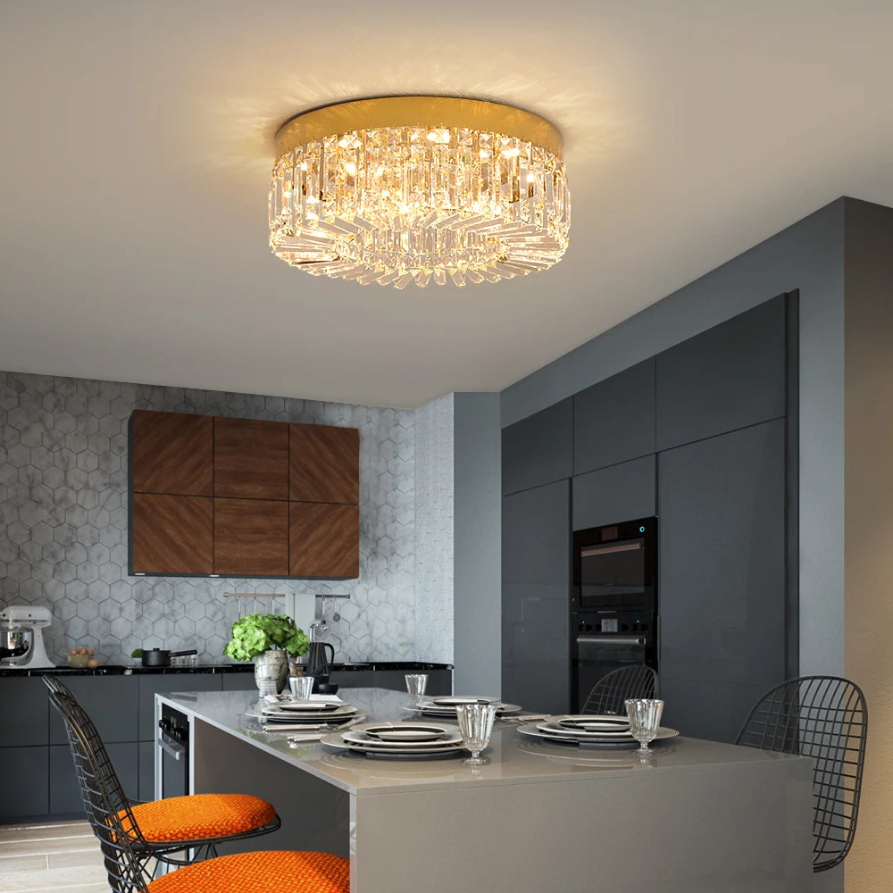 Kristall Takkrona Guld 40-50 cm – Lyxig Modern LED