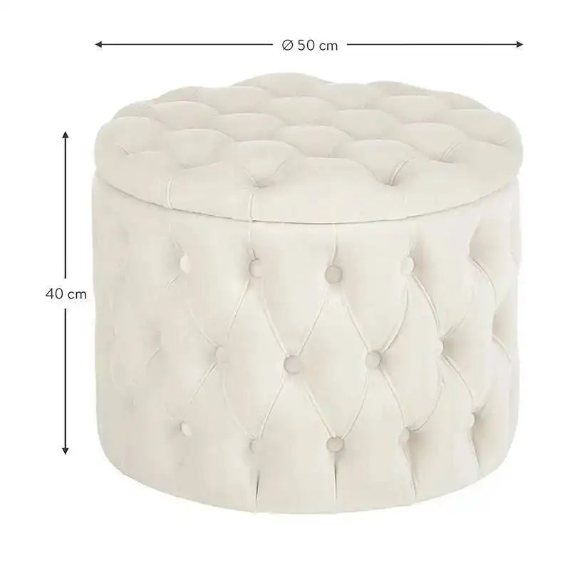 Rund Sittpuff i Sammet – Fotpall & Sittpall
