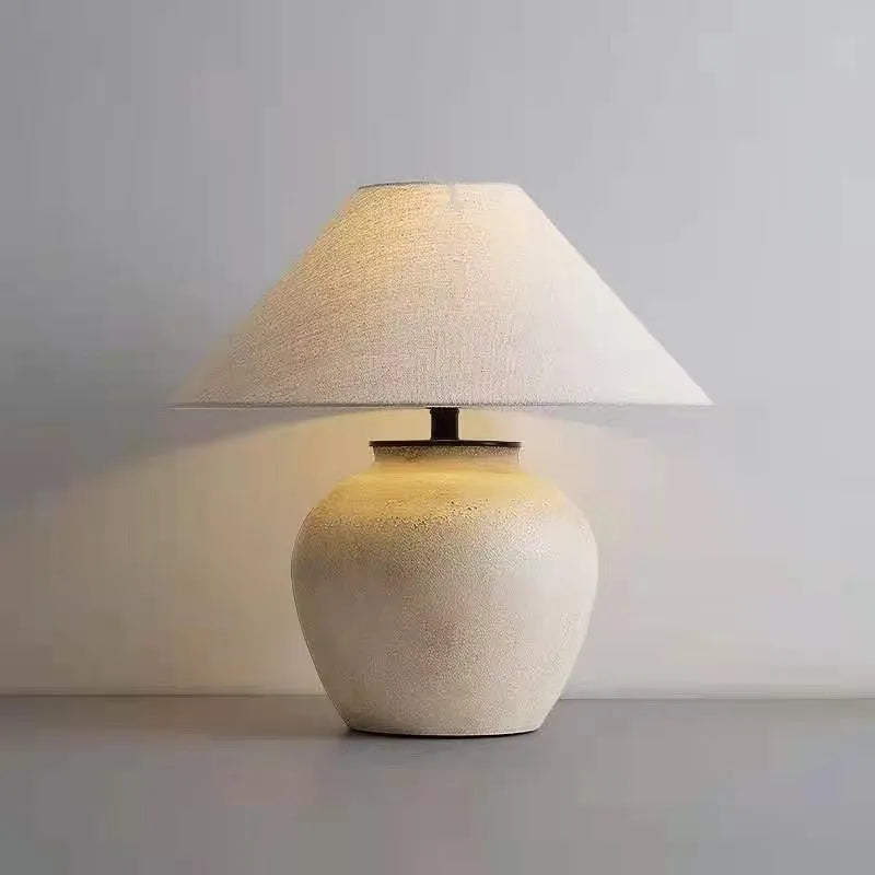 Japansk Kruka Bordslampa Keramik Wabi-Sabi – Handgjord Sovrum & Vardagsrum
