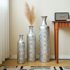 Modern Metallvaser Set 3 Silvervåg 50/66/83 cm – Golvvas Vardagsrum & Hall