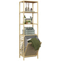 Bambu Badrumshylla 3 Hyllplan & Avtagbar Tvättkorg – 44×33×160 cm