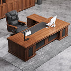 L-format Executive Skrivbord Trä – Förvaring