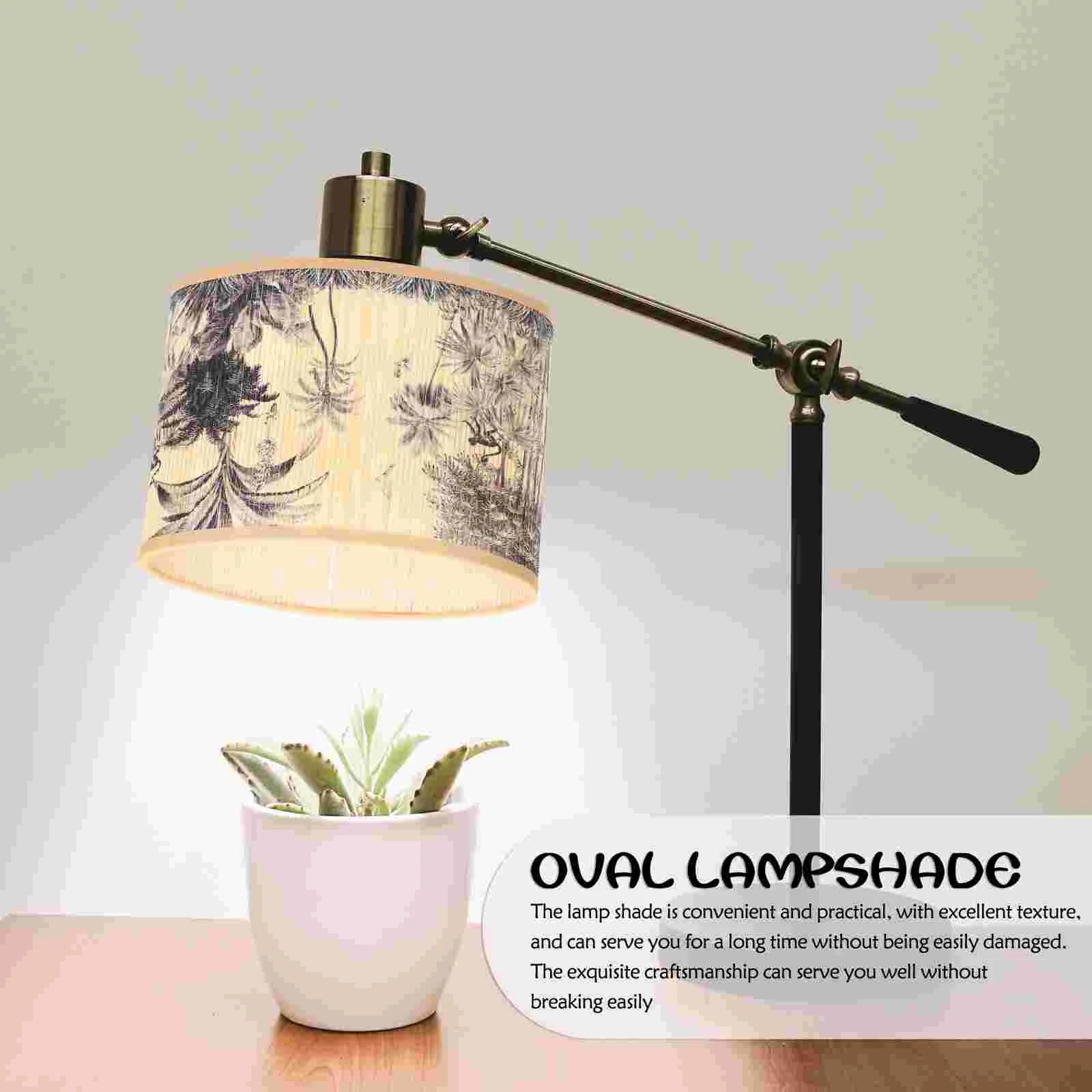 Tropisk Regnskog Lampskärm Oval – Bambu Plisserad Sängbord & Rustik