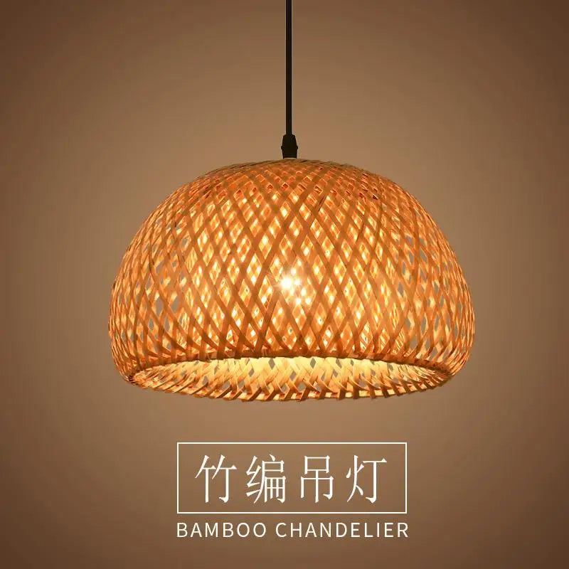 Bambu Lykthänglampa Handvävd Rattan E27 – Naturlig Wabi-Sabi