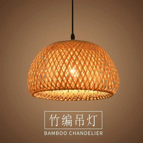 Bambu Lykthänglampa Handvävd Rattan E27 – Naturlig Wabi-Sabi