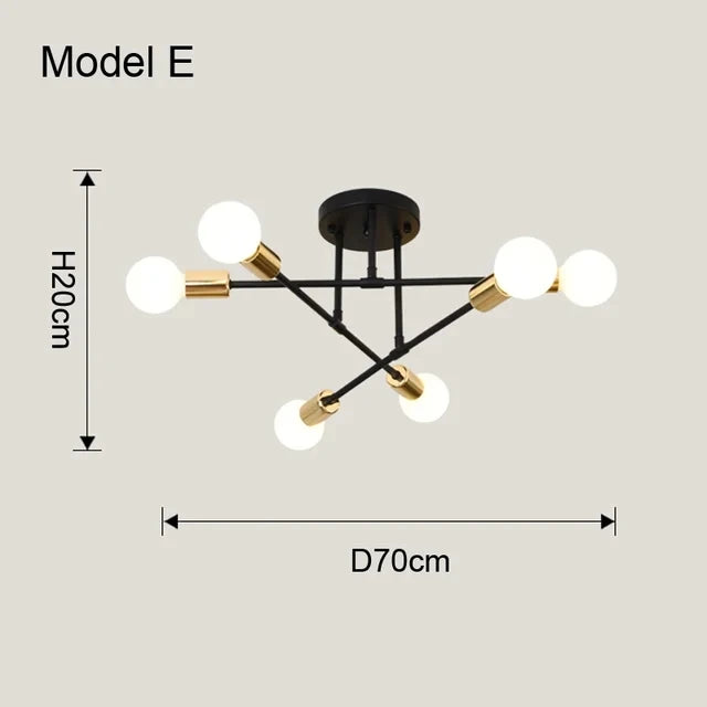 Nordisk Minimalist Hänglampa LED – Svart & Guld