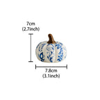 Blå & Vit Porslin Pumpa Skulptur – Kreativt Skrivbordsornament Rumsdekor