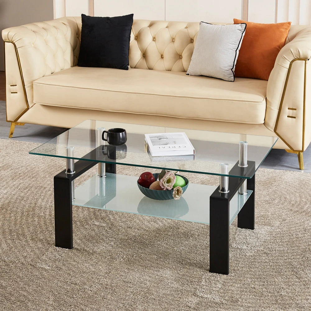 Soffbord Tempererat Glas – Vit, Modern