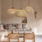 Japansk Wabi-Sabi Rattan Hänglampa Handvävd – Boho E27 Restaurant & Köksö