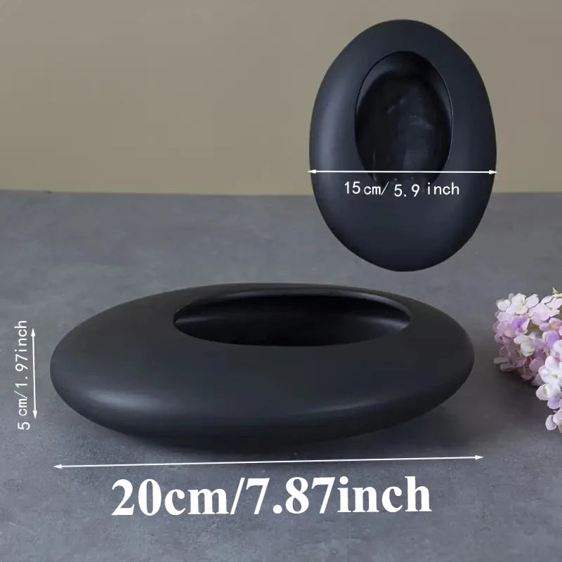 Kinesisk Keramikvas Svart & Vit – Cobblestone Modernistisk Blomdekor