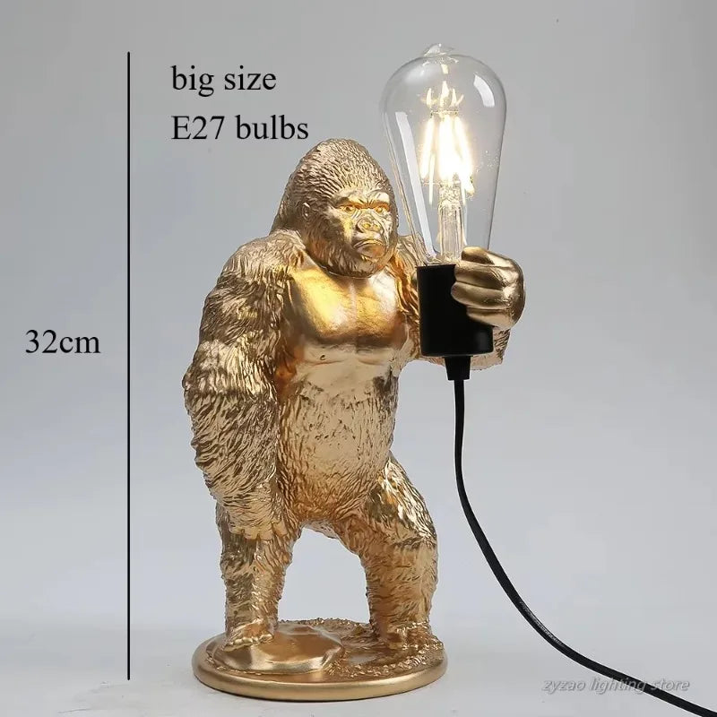 Gorilla Golvlampa Resin – Kreativ Djurdekorationslampa