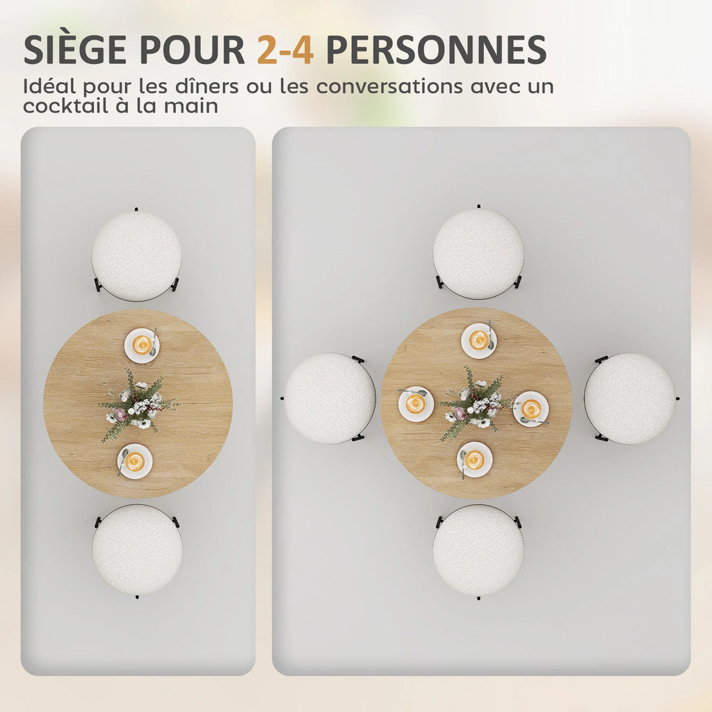 Litet Runt Matbord 2 Pers – Stål & Vit Ek Design