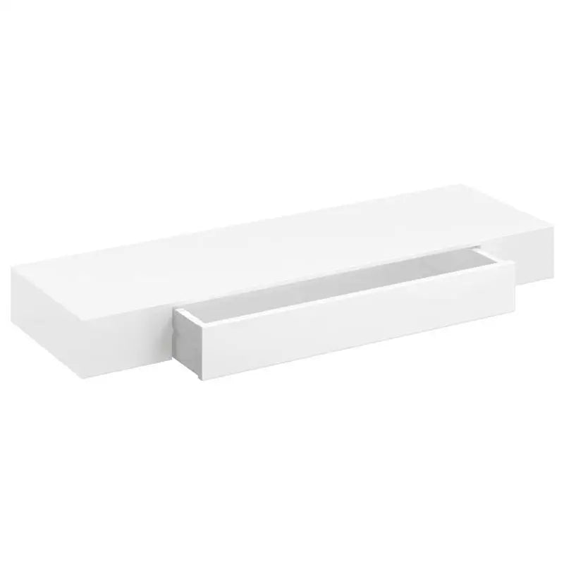 Flytande Hyllsystem MDF med Inbyggd Låda – Dold Montering Elegant Väggförvaring